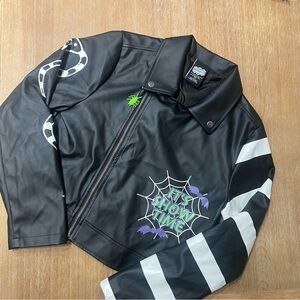 Beetlejuice Black Faux Leather Jacket L